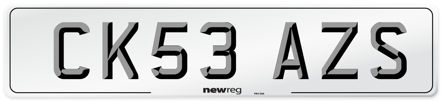 CK53 AZS Number Plate from New Reg